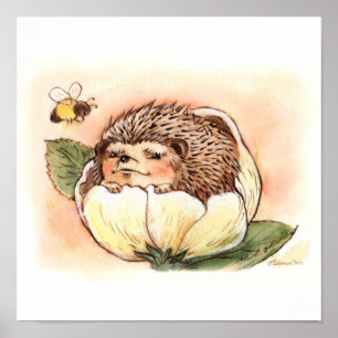 Póster Hedgehog Flower Baby