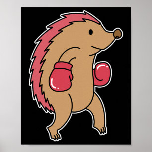 Póster Hedgehog hace boxeo