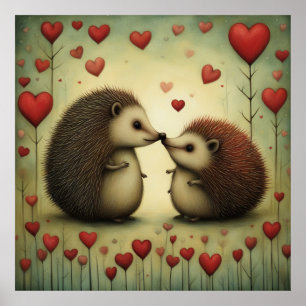 Póster Hedgehog Love 1