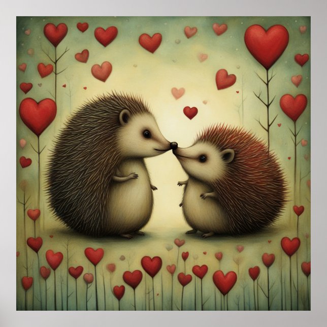 Póster Hedgehog Love 1 (Frente)