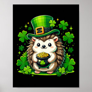 Póster Hedgehog St Patricks Day Cute Hedgehog Para Niños 