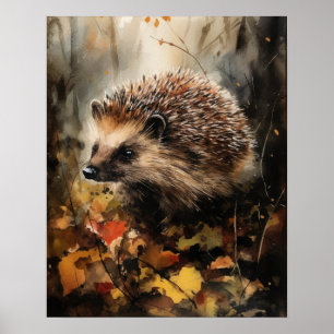 Póster Hedgehog Woodland Animal Art Print Poster