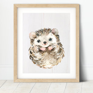 Póster Hedgehog Woodland Nursery Art Print