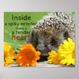 Póster Hedgehog y flores|| Tender corazón dentro de la ci