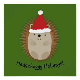 Póster Hedgehoggy Holidays Santa Hedgehog