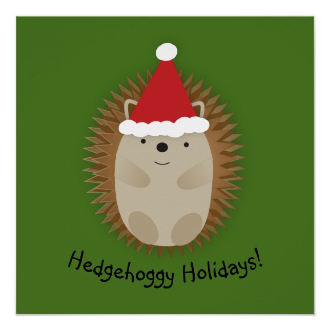 Póster Hedgehoggy Holidays Santa Hedgehog (Anverso)