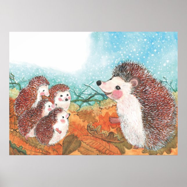 Póster Hedgehogs hablando entre sí Ilustracion (Frente)