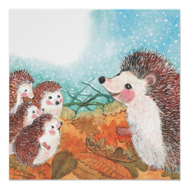 Póster Hedgehogs hablando entre sí Ilustracion (Anverso)