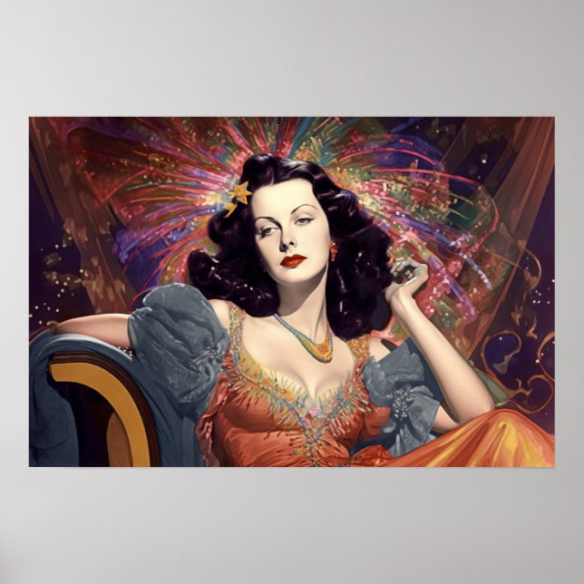 Póster Hedy Lamarr en Miami en los años 20 (Frente)