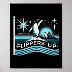 Póster Heed Island Flippers Up Penguin Funny