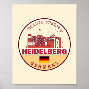 Póster Heidelberg Alemania City Skyline Emblem
