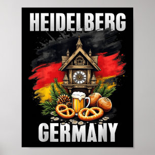Póster Heidelberg Alemania Souvenir Bandera Alemana Viaje