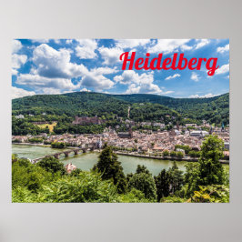 Póster Heidelberg Neckar Panorama Alemania
