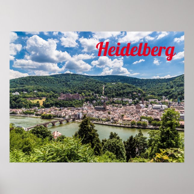 Póster Heidelberg Neckar Panorama Alemania (Frente)