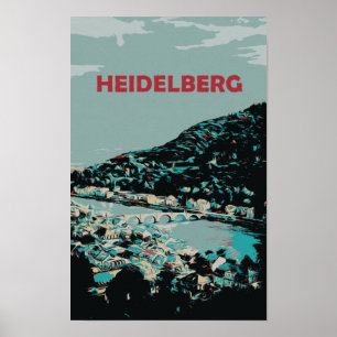 Póster Heidelberg y el río Neckar Alemania Ciudad románti