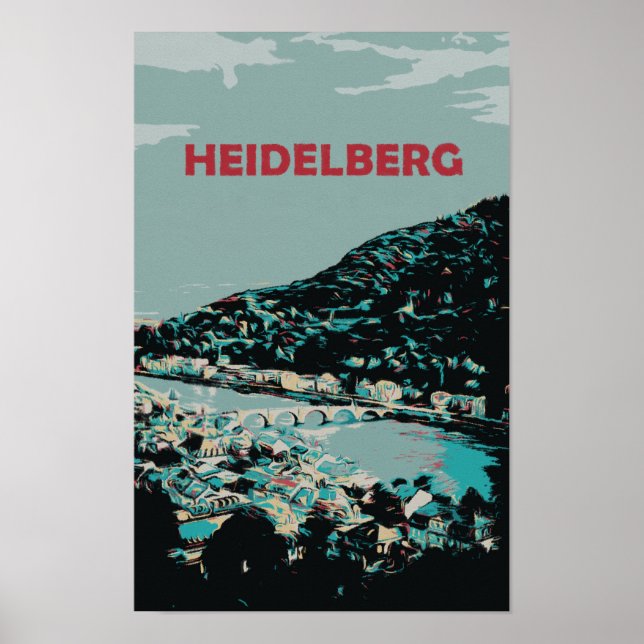 Póster Heidelberg y el río Neckar Alemania Ciudad románti (Frente)