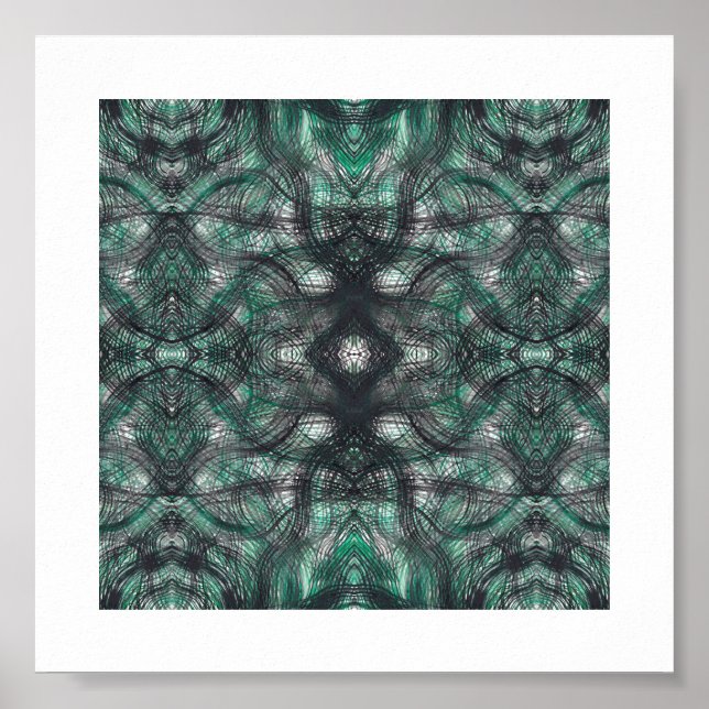 Póster Heights Abstract Dark Green Black Watercolor Art (Frente)