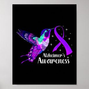 Póster Heimers Enfermedad y Hummingbird Conciencia Púrpur