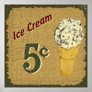 Póster Helado 5 centavos