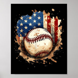 Póster Helado con goteo de béisbol del 4 de julio Patriót