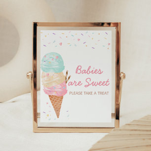 Póster Helado Crema Baby Shower Los bebés son dulces