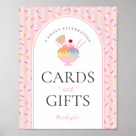 Póster Helado crema Sundae sobre las tarjetas de Scoop y