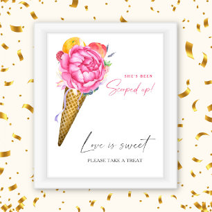Póster Helado de acuarela - el amor es dulce toma un rega