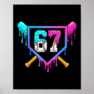 Póster Helado de béisbol goteo 67 Seis Siete Meme Número