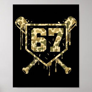 Póster Helado De Béisbol Goteo Camuflaje Número 67 Jugado