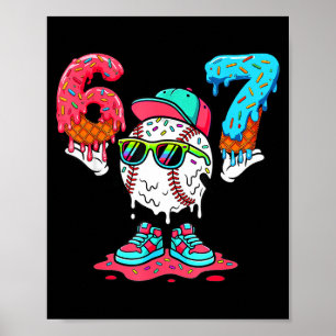 Póster Helado De Béisbol Goteo Número 67 Jugador Cumpleañ