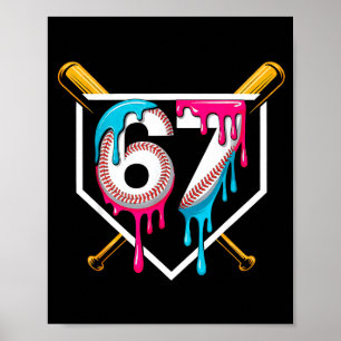 Póster Helado de béisbol goteo número 67 jugador cumpleañ