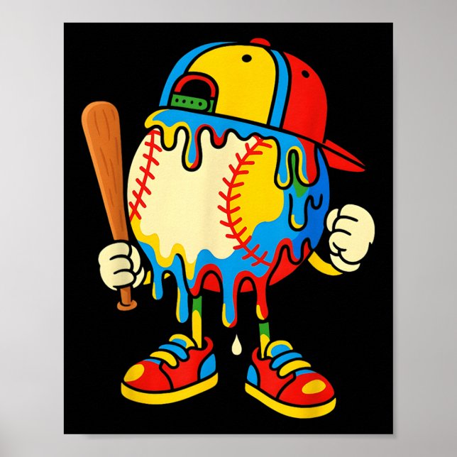 Póster Helado de béisbol que gotea Juventud De vuelta al  (Frente)