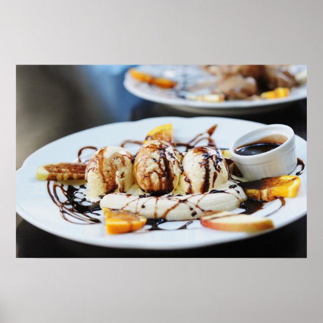 Póster helado de café con sirope de chocolate (Frente)
