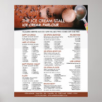 Helado de Chocolate, Menú de Heladería