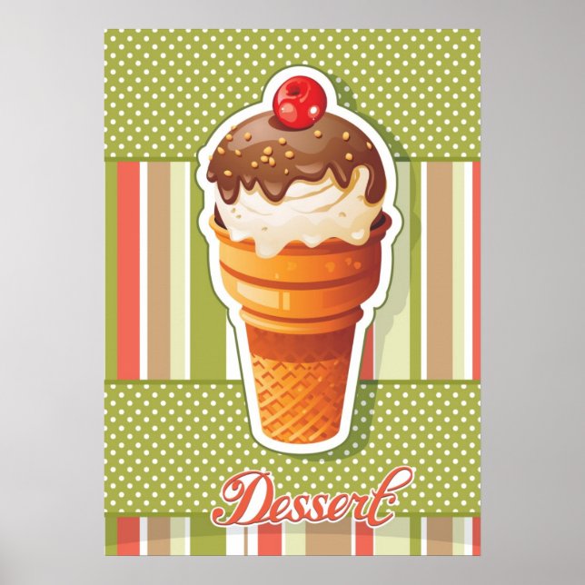 Póster Helado de chocolate vintage (Frente)