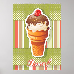 Póster Helado de chocolate vintage