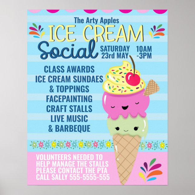 Póster helado de escuela social Flyer Summer Break (Frente)