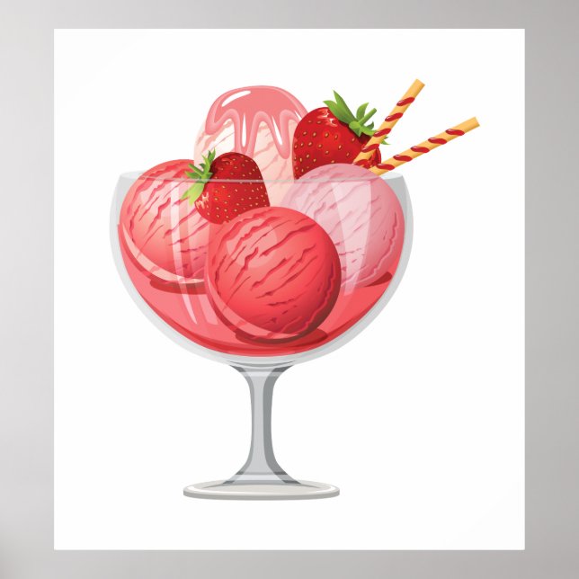 Póster Helado de fresa (Frente)