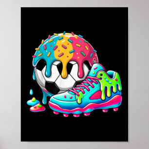 Póster Helado de fútbol goteo para niños niñas fútbol D