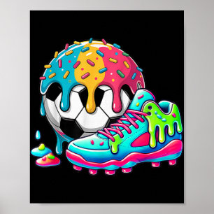 Póster Helado de fútbol goteo para niños niñas fútbol D