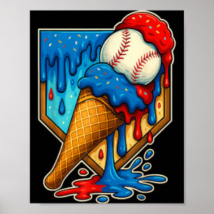 Póster Helado de goteo de béisbol 6 7 Número 67 Seis Siet