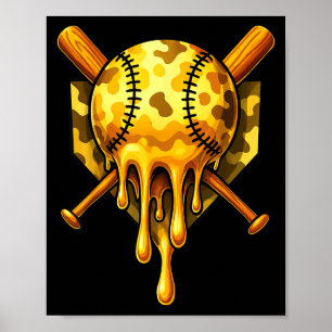 Póster Helado de goteo de béisbol Camuflaje Diseño genial