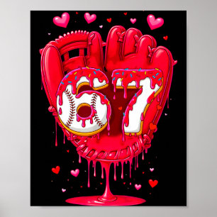 Póster Helado de goteo de béisbol San Valentín jóvenes ni