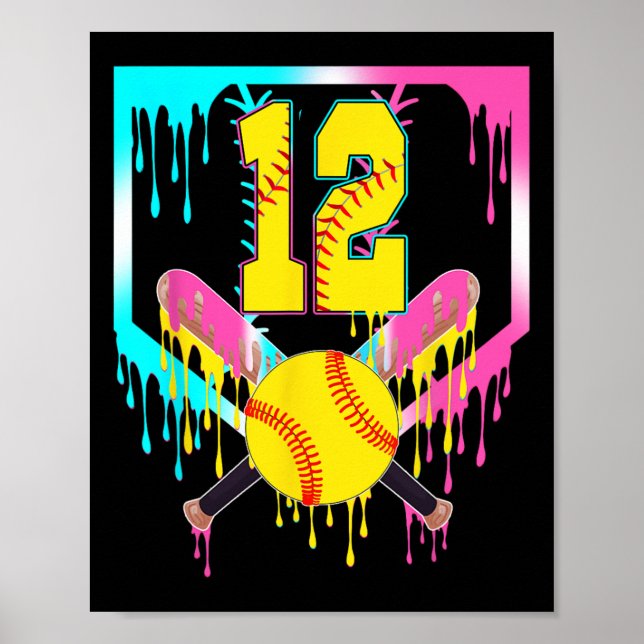 Póster Helado de goteo de placa de home suave 12 cumpleañ (Frente)