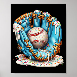Póster Helado De Guante De Béisbol Con Lluvia De Colores