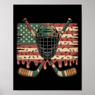 Póster Helado De Hockey Goteo Camuflaje Bandera De EE. UU