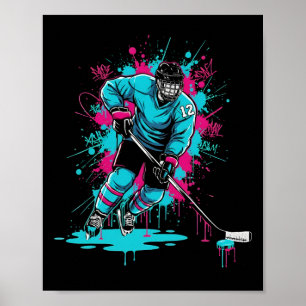 Póster Helado de hockey goteo número 12 cumpleaños 12