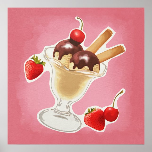 Póster Helado de Kawaii (Frente)