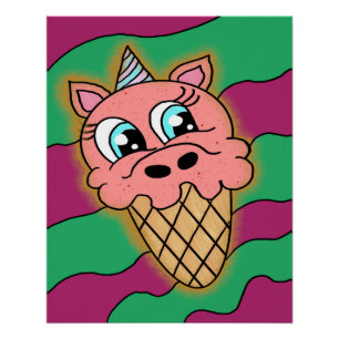 Póster Helado de unicornio