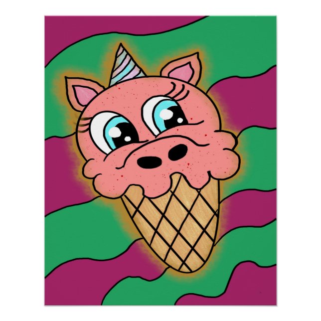 Póster Helado de unicornio (Anverso)